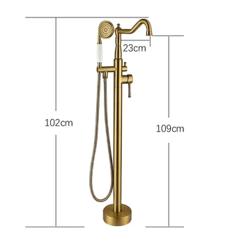 ก๊อกน้ำอ่างอาบน้ำแบบตั้งพื้นทองเหลือง OXG พร้อมฝักบัวแบบมือถือ ก๊อกน้ำห้องน้ำแบบติดผนัง/ตั้งพื้น 2