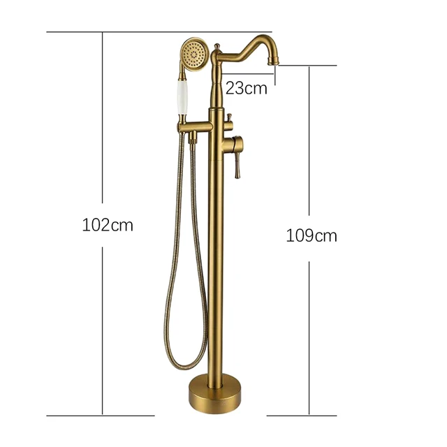 ก๊อกน้ำอ่างอาบน้ำแบบตั้งพื้นทองเหลือง OXG พร้อมฝักบัวแบบมือถือ ก๊อกน้ำห้องน้ำแบบติดผนัง/ตั้งพื้น 2