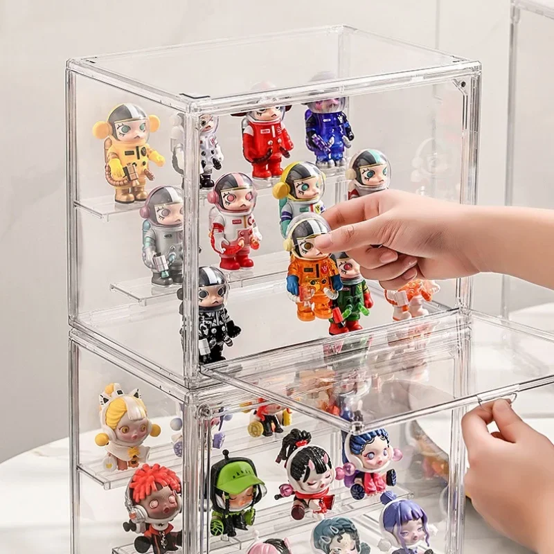 Acrylic Transparent Display Stand Blind Box Storage Box Dustproof Handmade Anime Car ModelStorage Box POP-MART Figures Organizer