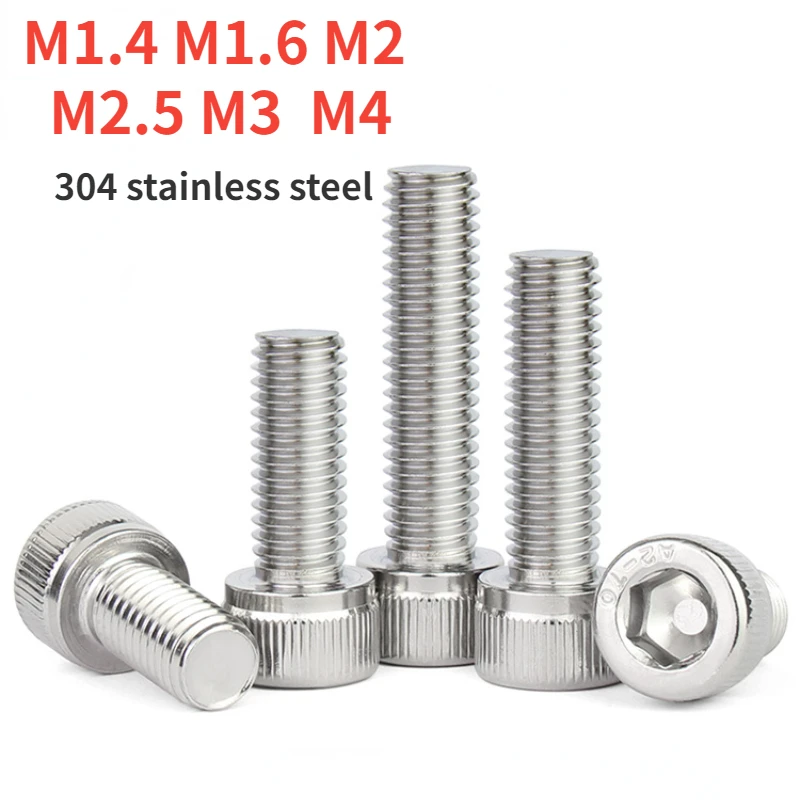 

20/30/50pcs M1.4 M1.6 M2 M2.5 M3 M4 DIN912 A2-70 304 Stainless Steel Hexagon Socket Head Cap Screws Hex Cylindrical head Bolts