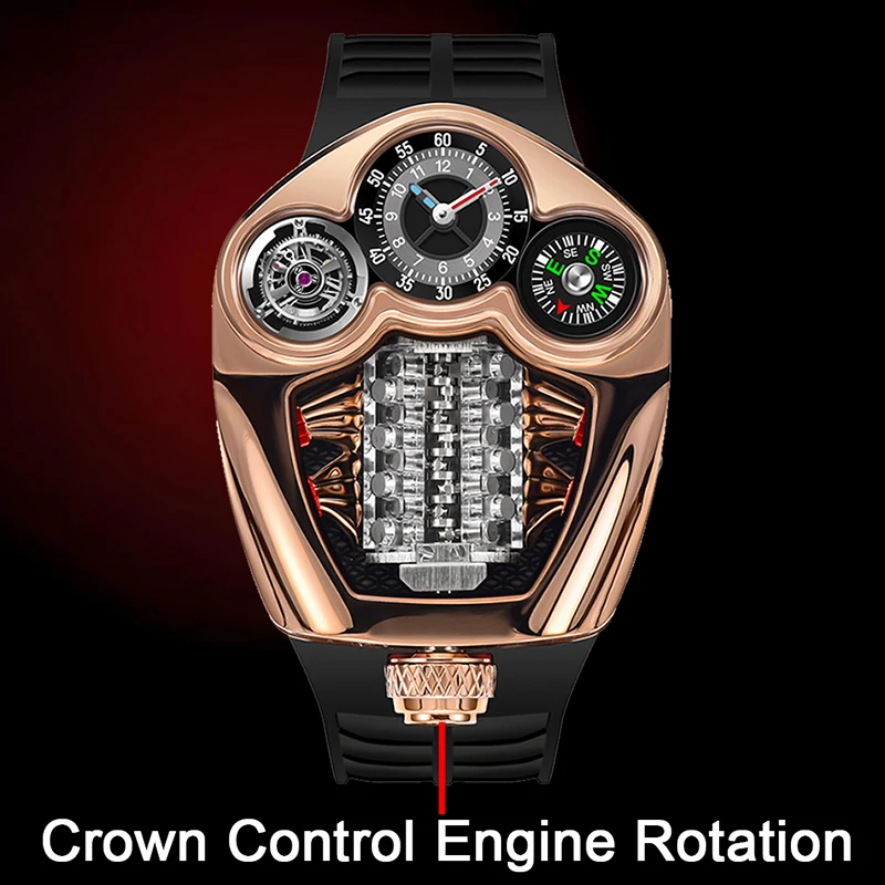 PINDU Design Men's Watch Top Brand Luxury Business Watch Men's Compass Waterproof Quartz Wristwatches Silicone Strap P6658