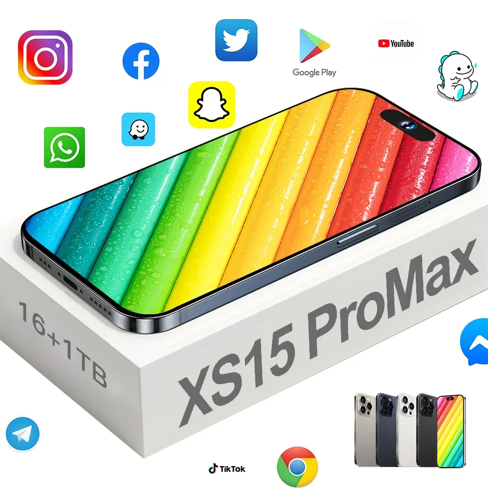 글로벌 버전 스마트폰, 7.3 인치, XS15 프로 맥스, 풀 스크린, 4G, 5G 휴대폰, 7800mAh, 오리지널 브랜드, 신제품