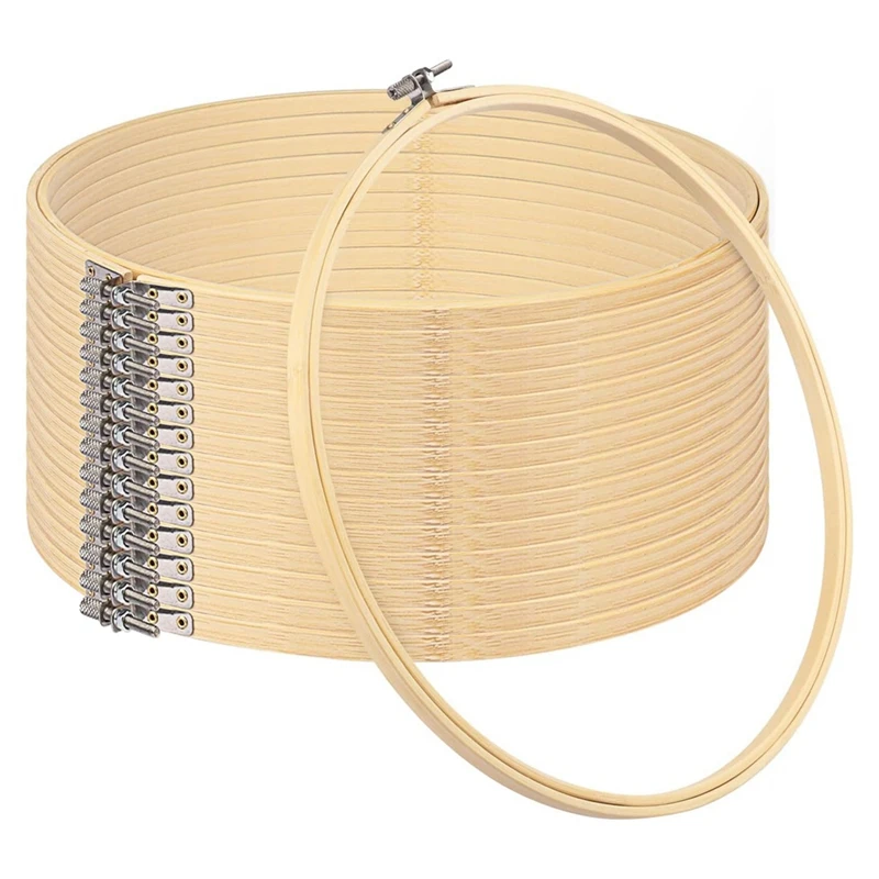 15PCS Bamboo Embroidery Hoops Set 2 Inch Embroidery Hoop Set Adjustable In Bulk For Needlework, Sewing And Crafts