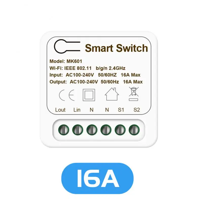 16A MINI Wifi Smart Switch Supporte 2-way Control Timer Wireless Switches Smart  Automation Compatible With Tuya Alexa Google 