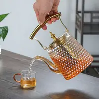 Théière en verre borosilicaté avec poignée en cuivre, pot japonais avec marteau, grande capacité, grand trou, ciel, rétro, bouillante 1