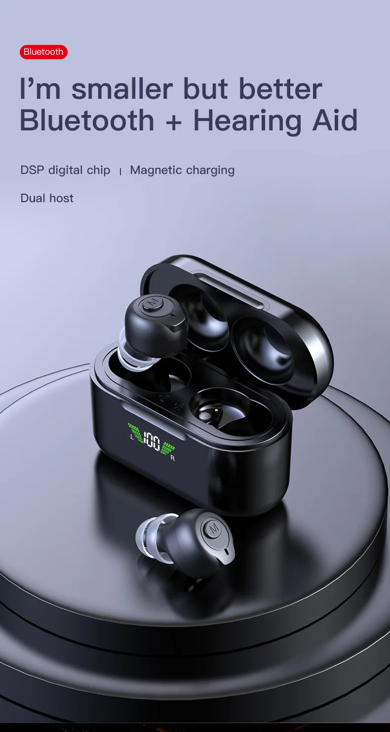Digital Bluetooth Hearing AIDS Seniors Invisible Rechargeable Sound Amplifier Wi