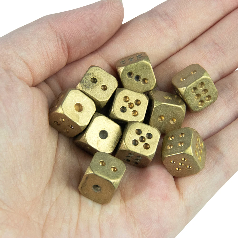 6 Sided Brass Metal Dice 11mm Vintage Metal D6 Dice for Tables Board Game Poker Party Club Bar Entertainment Game Accessories