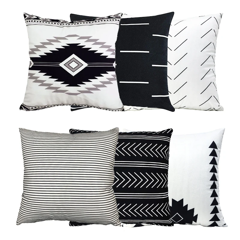 

New Plaid Striped Polyester Cotton Canvas Cushion Cover Pillow Case Navy Blue Chair Sofa Home Decor Throw Pillow Cover