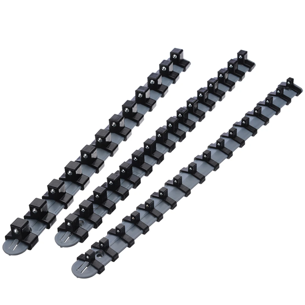 New 3Pcs Socket Organizer Tray 340 Mm Socket Holder 1/4" 3/8" 1/2" Socket Wrench Organizer Socket Rail Drive Holder Hand Tools 3