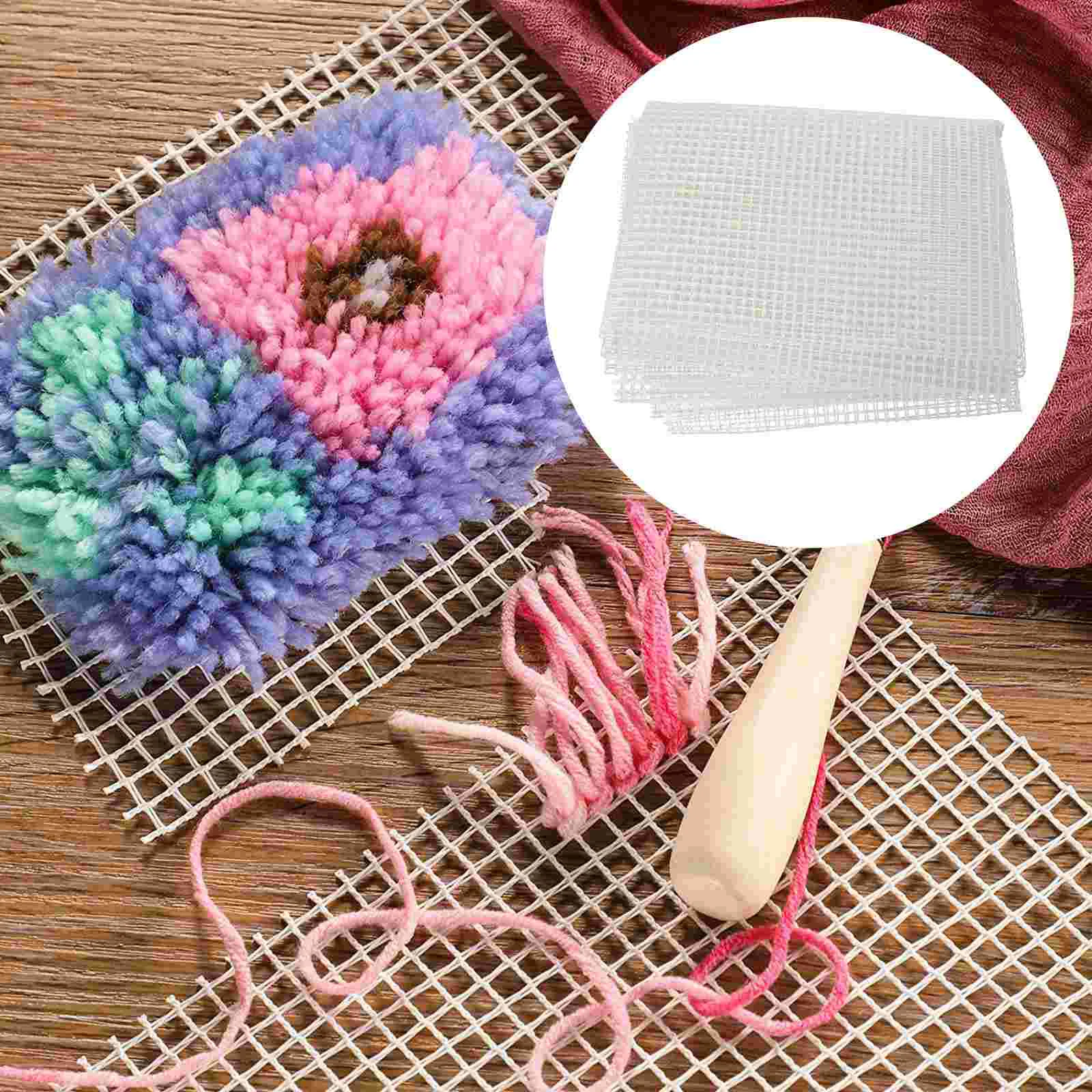 

Locker Woven Mesh Fabric Latch Hook Embroidery Craft Tool up Rug Canvas White DIY Plastic