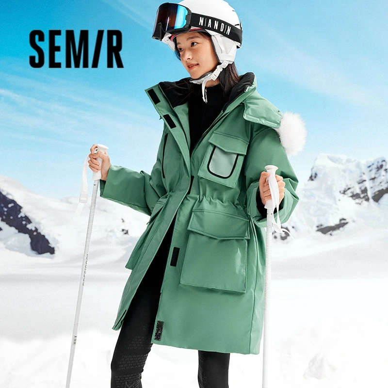 Semir Down Jacket Women Long Three-Proof Loose Handsome Fashionable 2023 Winter New Hooded Warm Thick Coat