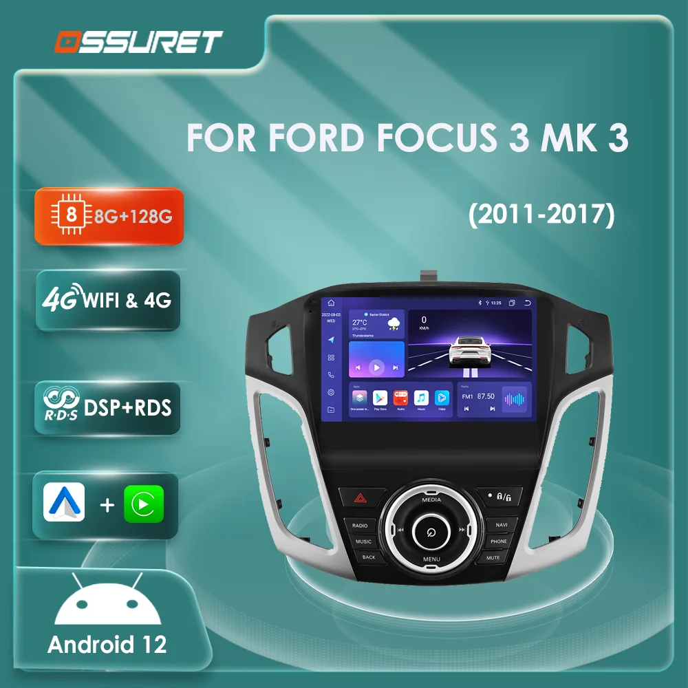 Android 2Din Autoradio 4G Dsp Carplay Per Ford Focus 3 Mk 3 2011-2015 2016 2017 Lettore Video Multimediale Gps Stereo Navi Audio