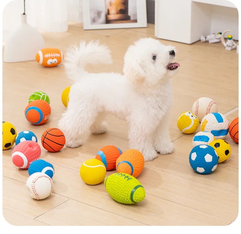 Jouets en Latex pour Chiens - Ballons Rugby, Football, Baseball