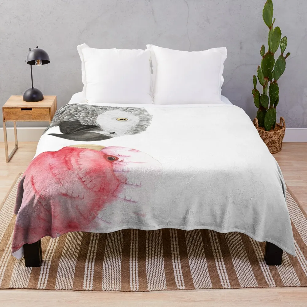 

African gray and pink cockatoo in watercolor Throw Blanket christmas gifts Luxury Brand Nap Blankets