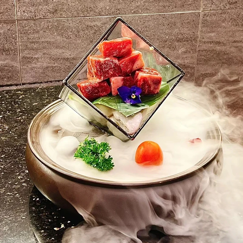 

Roast Meat Shop Creative Plate Hot Pot Artistic Cuisine Irregular Special Dry Ice Smoke Tableware