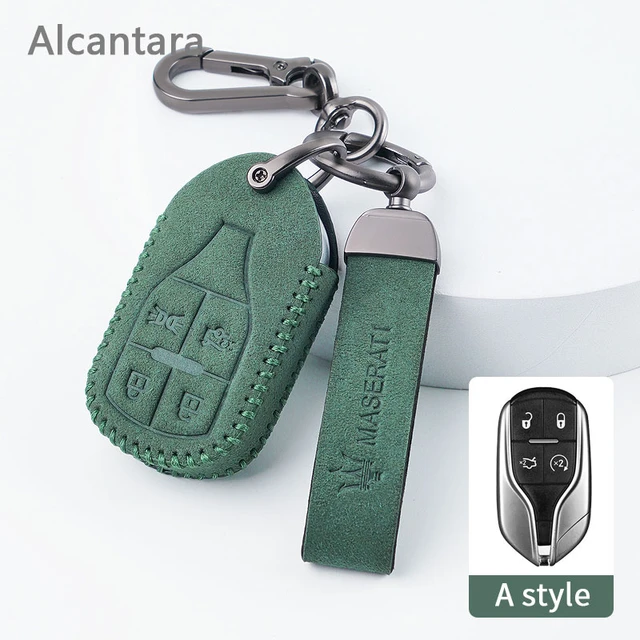 Coque de clé de voiture en cuir alcantara compatible avec