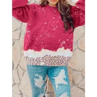 Plus Size 1XL-5XL New Women's Fashion Autumn Winter Pullovers Ladies Casual Round Neck Printed Long Sleeve Hoodie Tops