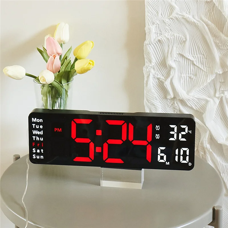 

Large Digital Wall Clock Remote Control Temp Date Week Display Timer Countdown Table Clock Wall Dual Alarms LED Clocks C