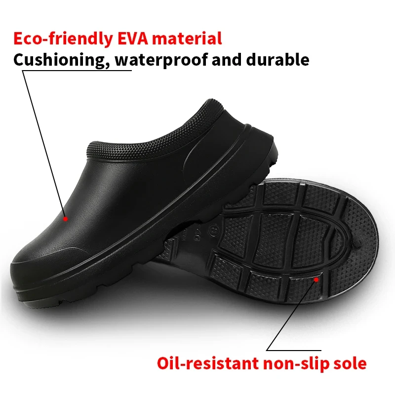Men Summer Slipper Kitchen Clogs Chef Shoes Work Flip-flop Waterproof Oil-proof Sandal Non-Slip Garden Rubber Slippers For Women