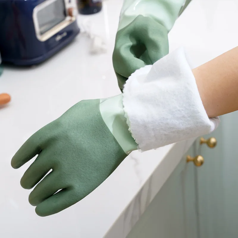 Industrial rubber gloves oil and water corrosion resistance, wear protection and lengthening integrated velvet dipping gloves