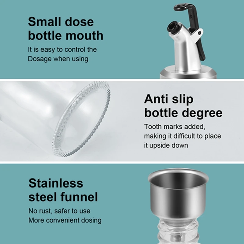ABXF-16Oz Glass Mouthwash Dispenser With Pour Spout Funnel And Labels Reusable Mouthwash Bottles Container