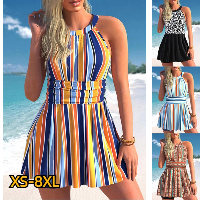 

2023 Women High Waist Tankini Summer New Design Printing Swimwear Swimsuit Bikini Bathing Suit Two Piece Set Beach Weart XS-8XL