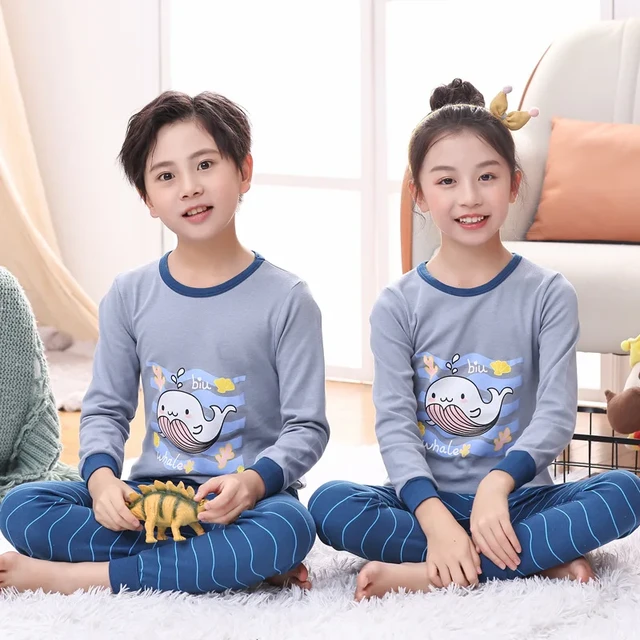 Pijamas de manga larga para bebés, ropa de dormir para niños, conjuntos de  pijamas de algodón para niños de 6, 8, 10, 12 y 14 años, otoño - AliExpress