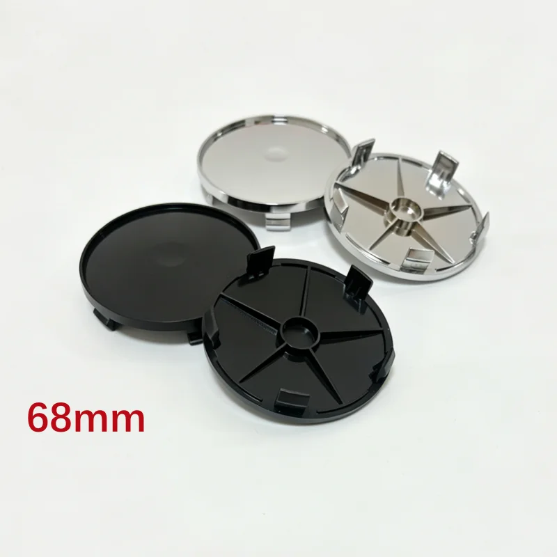 Universal Black Chrome Silver Blank Base Rim Cap Set - 4 Pieces