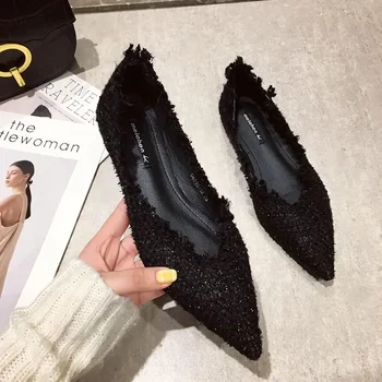 Large Size Women's Shoes 2025 Spring New Fashion Flat Shoes Versatile Pointy French Style Soft Bottom Shallow Casual Shoes 1