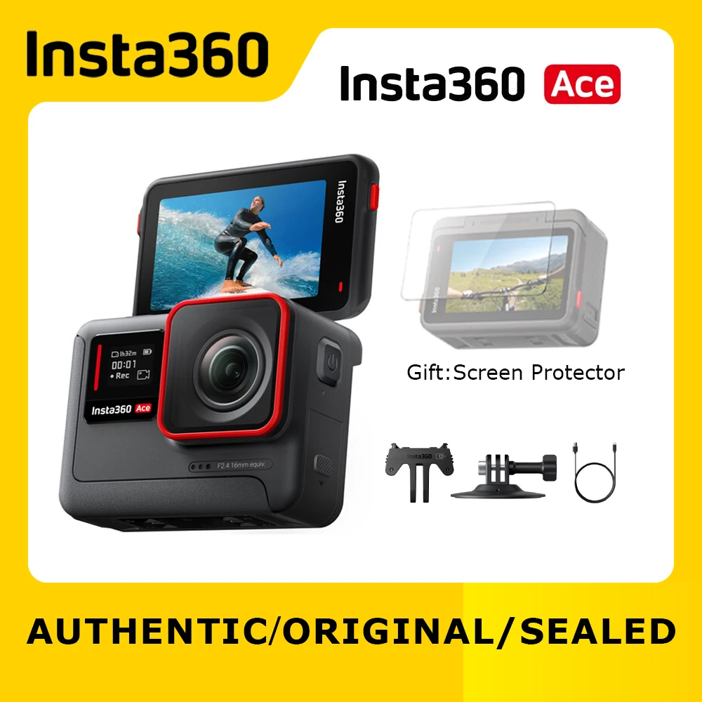Insta360 Ace Action Camera-1/2" 48MP Sensor,4K120fps Slow-Mo,Active HDR Video,FlowState Stabilization,2.4" Flip Touchscreen