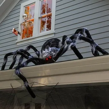 Halloween Spider Decoration Outdoor Black Soft Hairy Scary Spider Realistic Large Spider Props for Home Yard Party Decoration 1