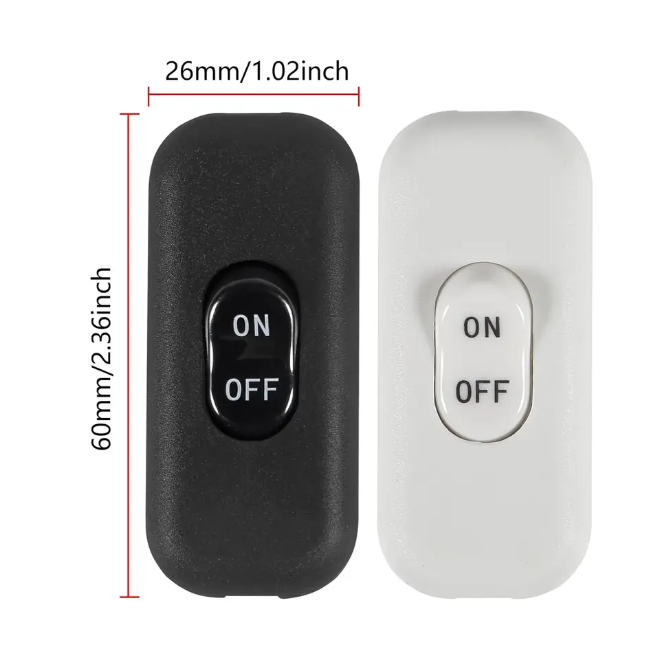 Inline Cord Switch White Black ON/OFF Table Lamp Desk 6A DP - Foto 4