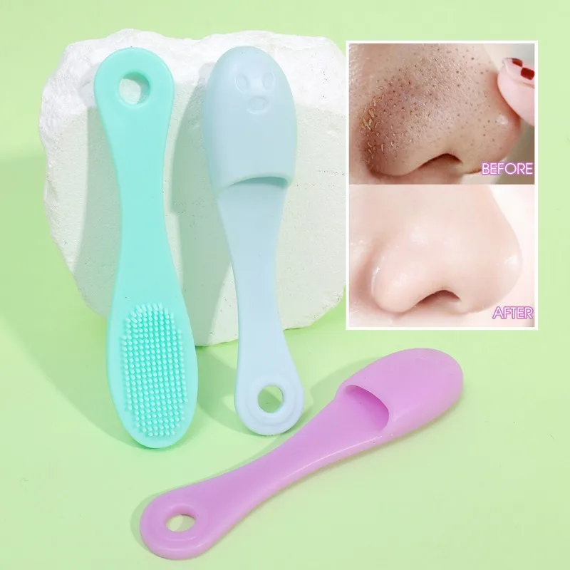 Facial Pore Silicone Cleaning Brush Face Nasal Double-side Massage Brushes Soft Nose Head Wash Facial Cleansing Brush