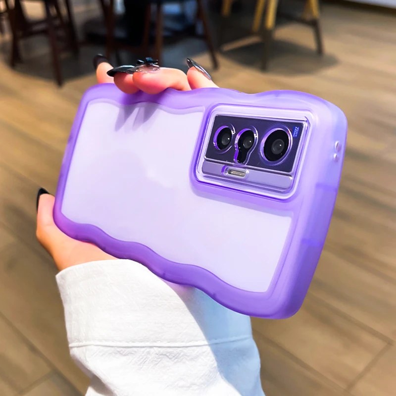 Curly Wave Transparent Anti-Knock Bumper Case with All-Round Camera Protection