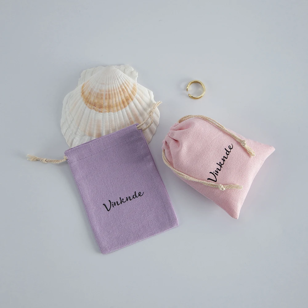 50 Stück schöne Baumwollbeutel mit individuellem Logo, für Ringe, Kosmetik, Schmuck, Verpackungsbeutel, für Hochzeit, Party, niedliche Geschenkbeutel mit Kordelzug – Detail 6