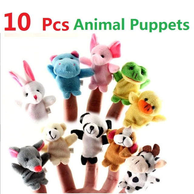 10pcs/lot Baby Plush Toys Happy Family Fun Cartoon Animal Finger Puppet Hand Kid Learning & Education Toys Gifts Figures Puppet 1