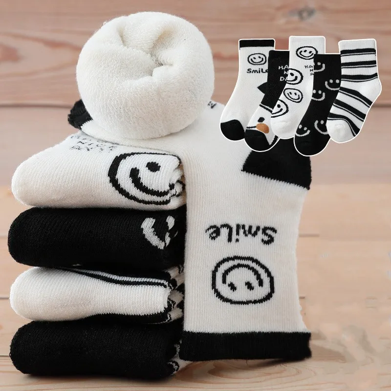 Chaussettes d'hiver en coton pour enfants, bonneterie à boucle éponge,  garder au chaud, garçons et filles, chaussettes de serviette pour enfants,  bébé de 1 à 12 ans, optique, lot de 5 paires - AliExpress