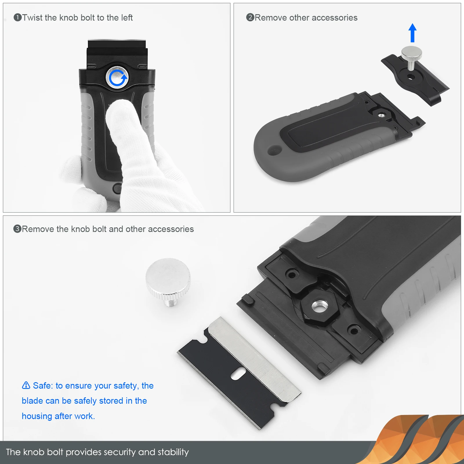EHDIS 2pcs Razor Blade Scraper with Blade Storage Box Carbon Vinyl Wrap Window Tints Remover +20pcs 1.5inch Metal/Plastic Blades razor blade scraper car sticker remover razor blade scrapers