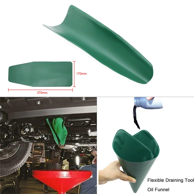 Flexible Draining Tool Foldable Flexible Free Oil Filter Reusable Funnel Drainage Oil Guide Tool 19.5&times;7.9&times;5.11 inches for Cars