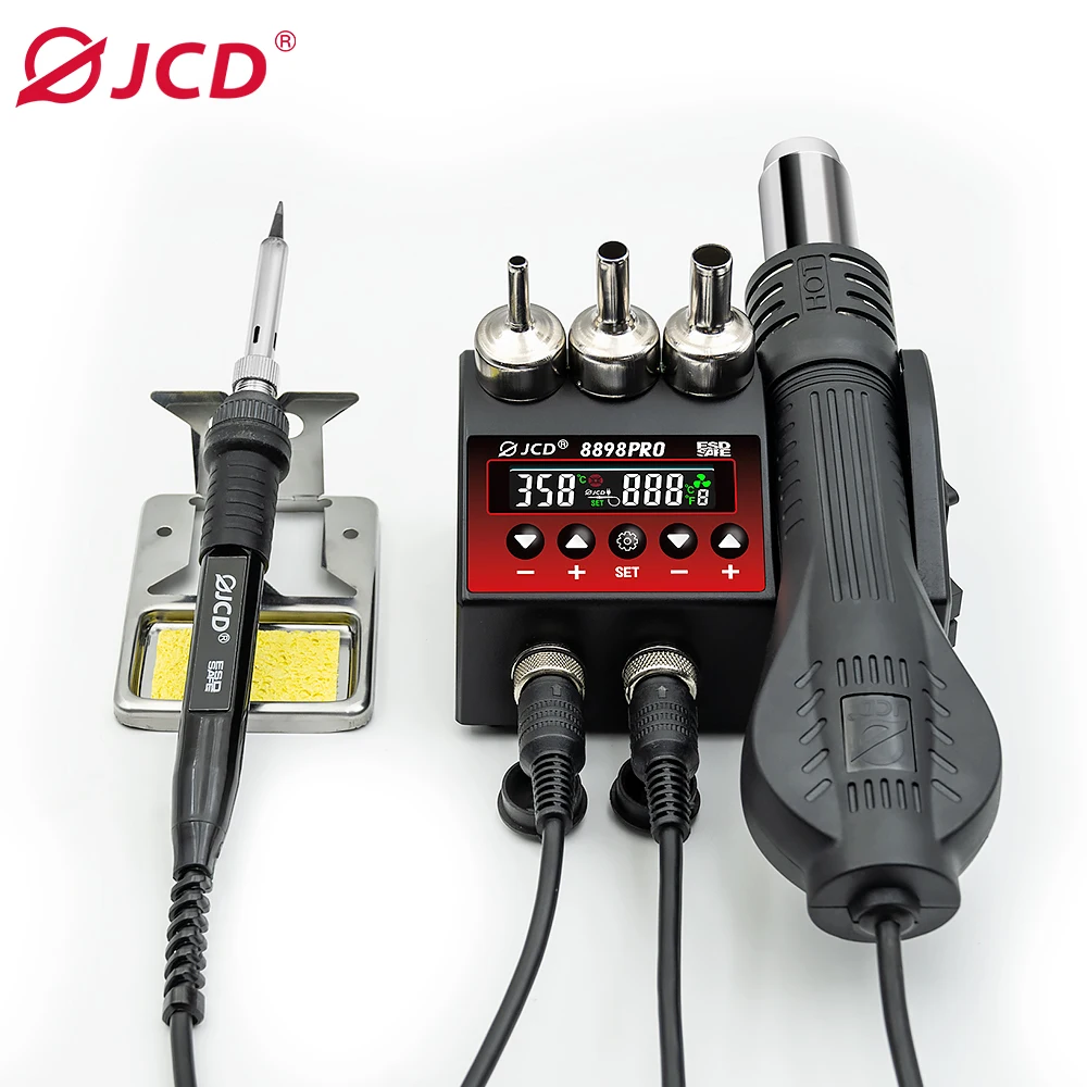 750W SMD 재 작업 납땜 스테이션 2 in 1 뜨거운 공기 납땜 인두 LCD 디지털 디스플레이 용접 스테이션 BGA PCB IC 수리 8898