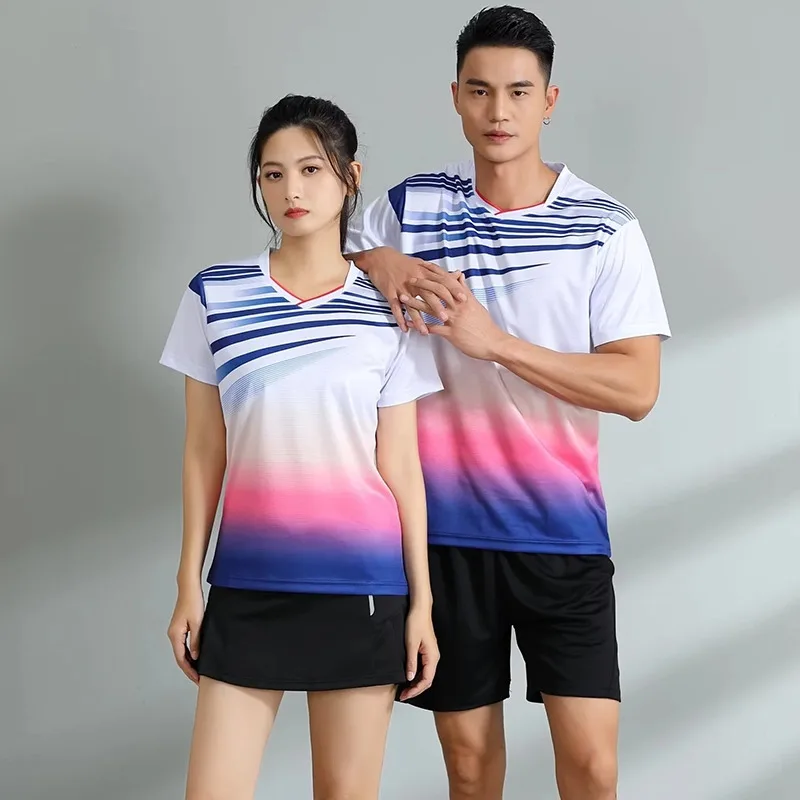Men's Table Tennis T-shirts Badminton Clothing Women Short Sleeve Badminton Shirt Competition Training Clothing Children TShirt
