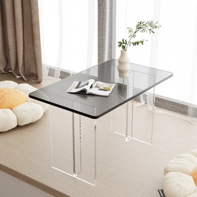 Table basse en acrylique transparente, table d'appoint minimaliste pour salon, petite table transparente/colorée pour bureau à domicile 1