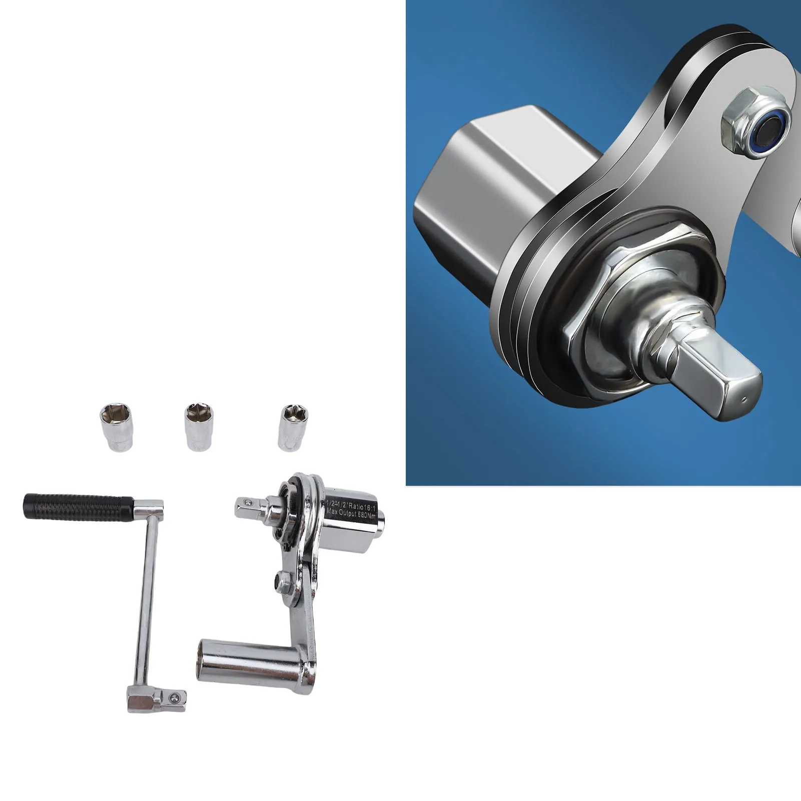 Torsion Multiplier Wrench 40CR Alloy Steel Labor Saving Lug Nut Removal Tool 1/2 Inch Drive with 17mm 19mm 21mm Sockets for Car