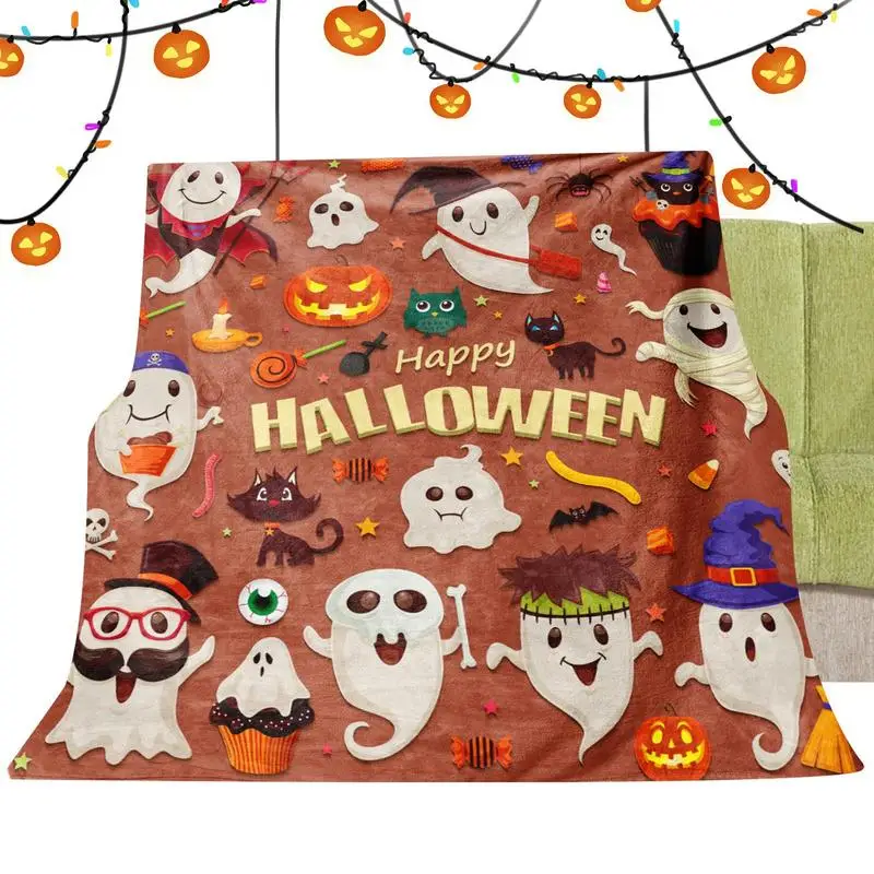 

Halloween Throw Blanket Cute Horror Pumpkin Witch Ghost Throw Blanket Super Soft Flannel Fall Blanket For Kids Adults All