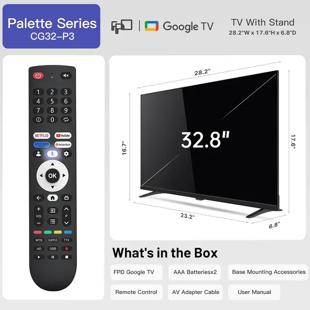 FPD 32-inch Smart TV with Google TV HD 720p, Google Play & Chromecast Built-in, HDR 10, Dolby Audio, Voice Remote - Stream Live - Image 6