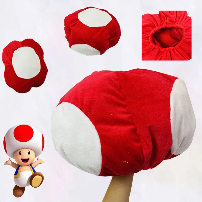 

Cartoon Super Mario Classic Character Mushroom Head Furry Hat Dance Party Cosplay Warm Baseball Cap Party Necessary Props