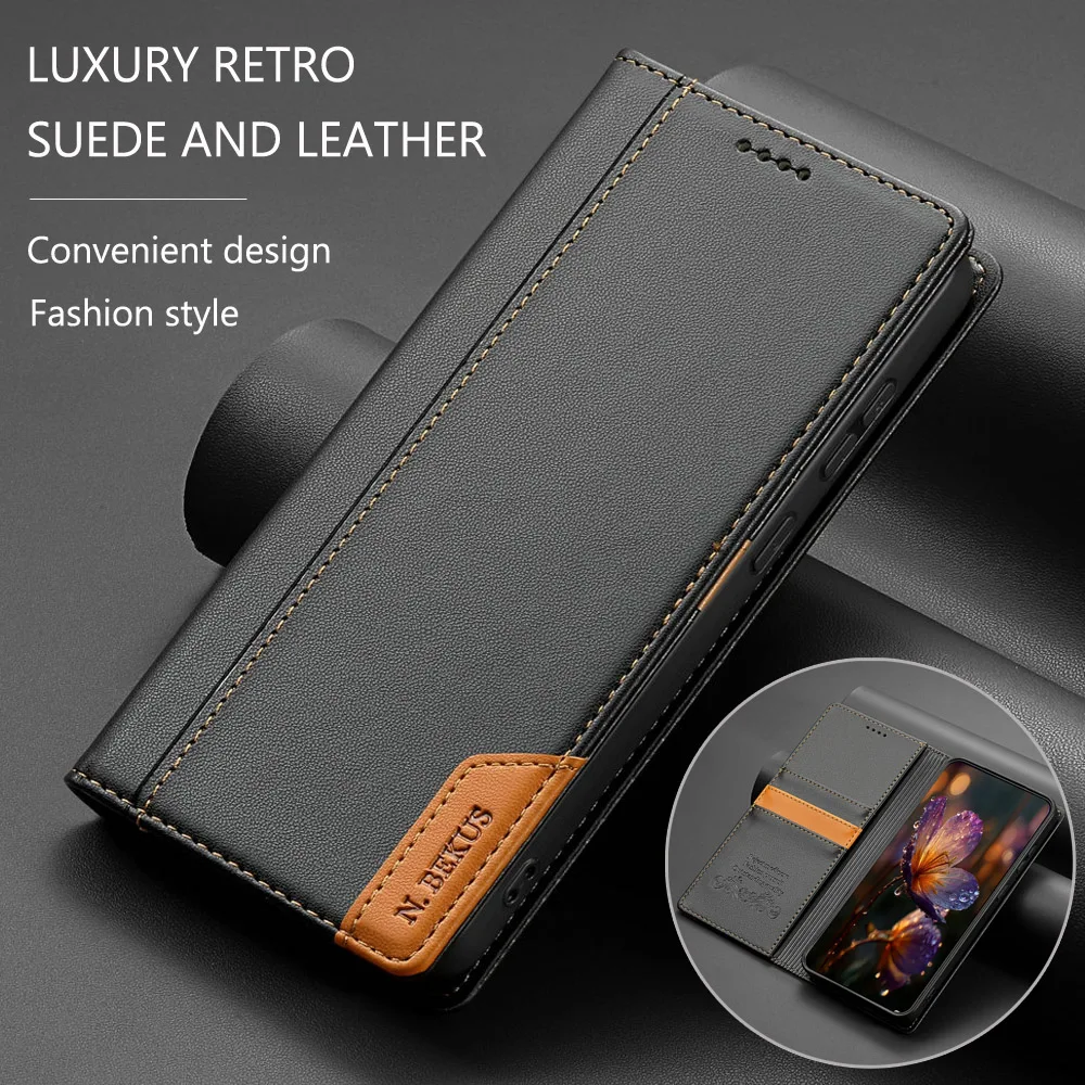 Luxus Fall RFID Leder Buch Coque für Samsung Galaxy S26 S25 Ultra S24 S23 S22 S21 S20 FE S 21 Plus 23 FE25 Rand Flip-Cover
