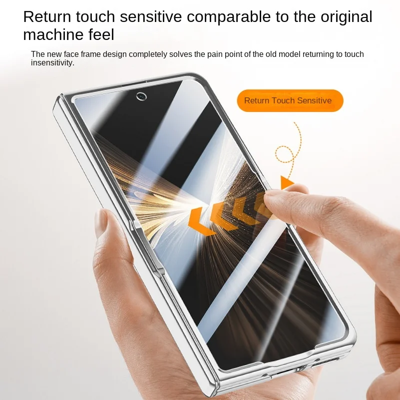 Clear Privacy Tempered Glass Protector Case with Spring-Hinged Holder