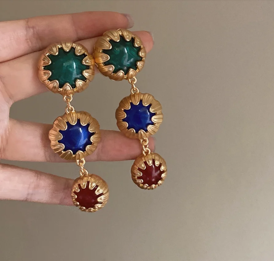 2022 new trend S925 silver needle Vintage copper bonded acrylic Earrings for women Fashion Jewelry