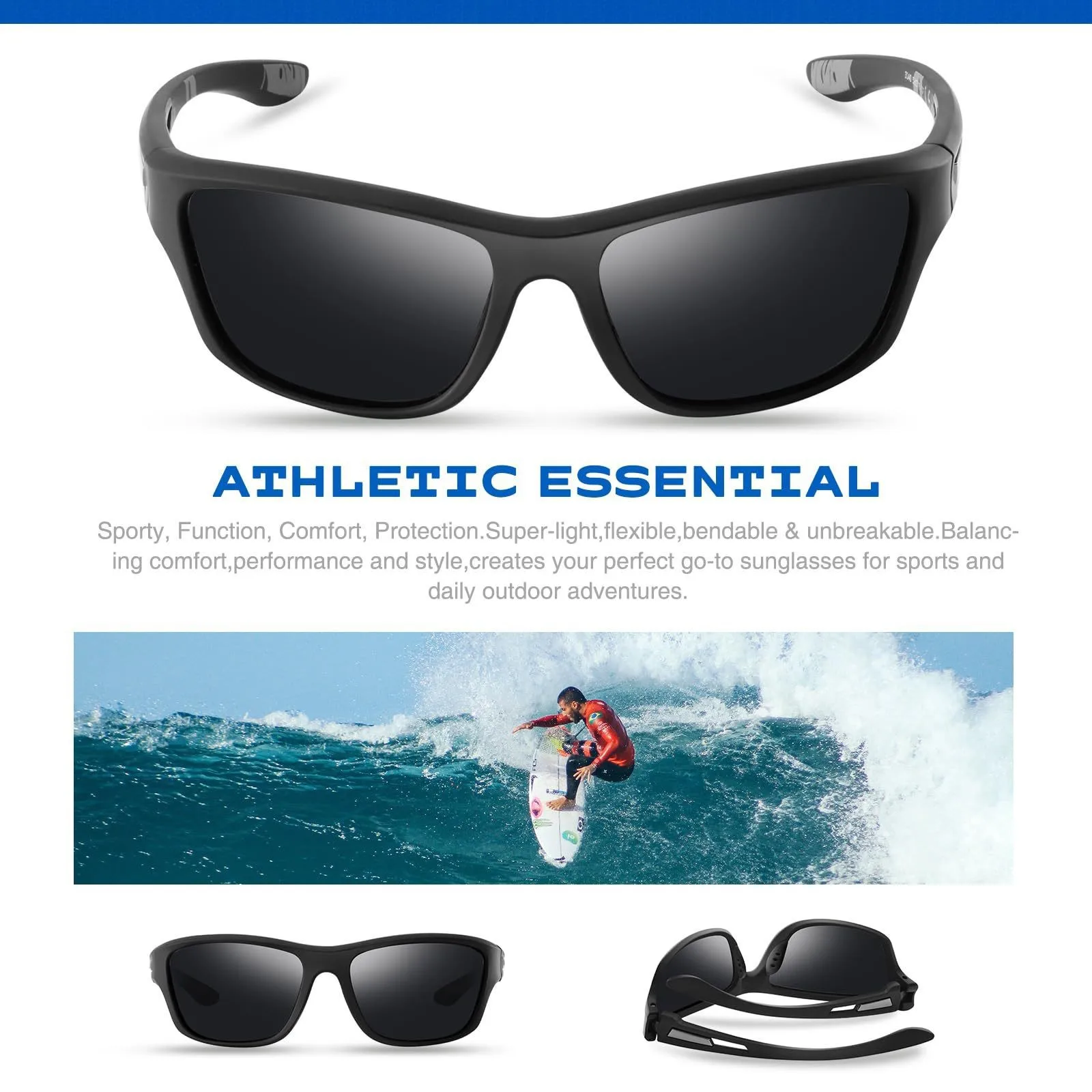 1pc Sports Sunglasses For Men & Women Outdoor Cycling Driving Fishing Polarized Comes With Strap